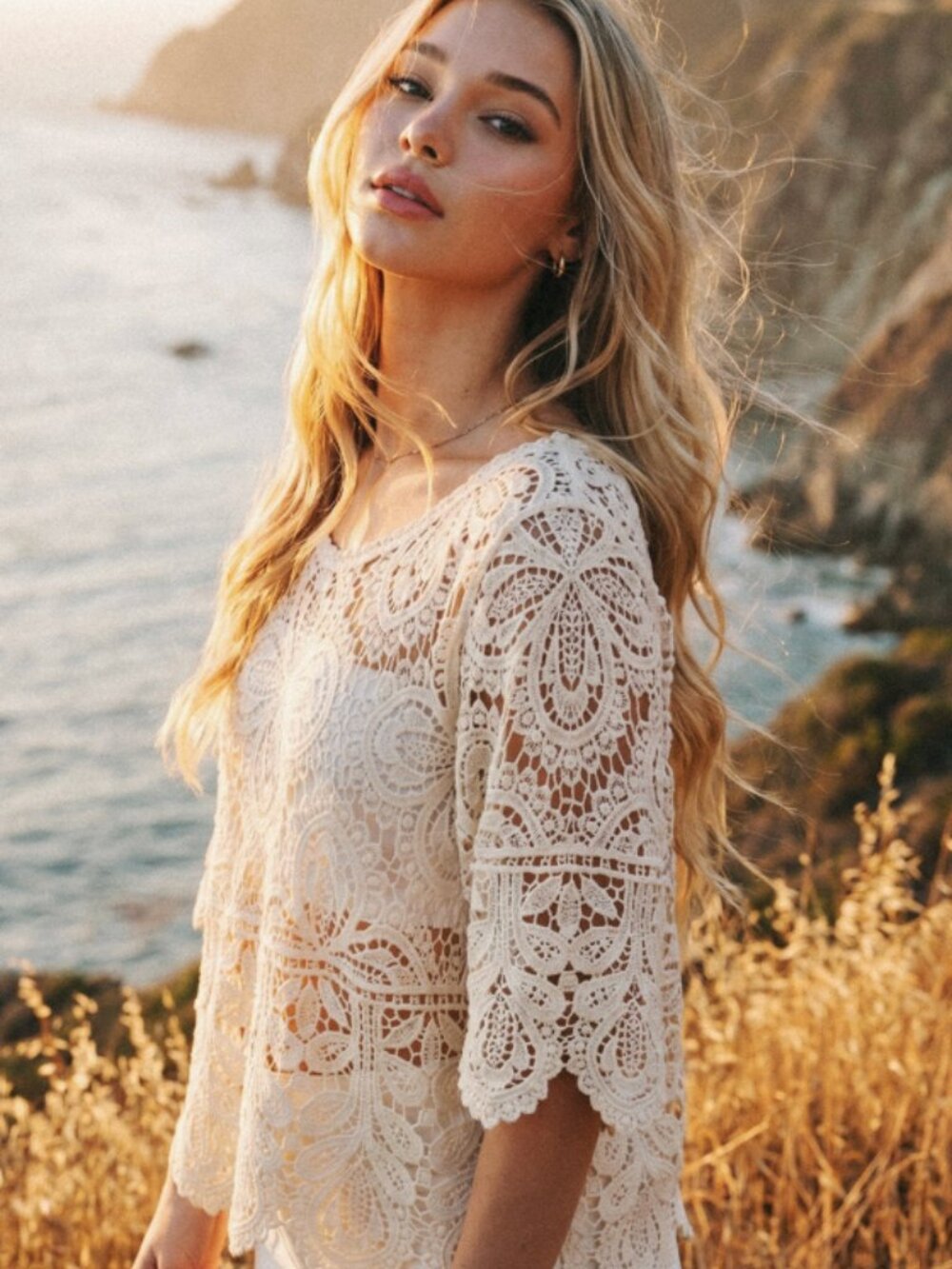 #41 CROCHET LACE TOP-100%COTTON - Picture 3 of 3
